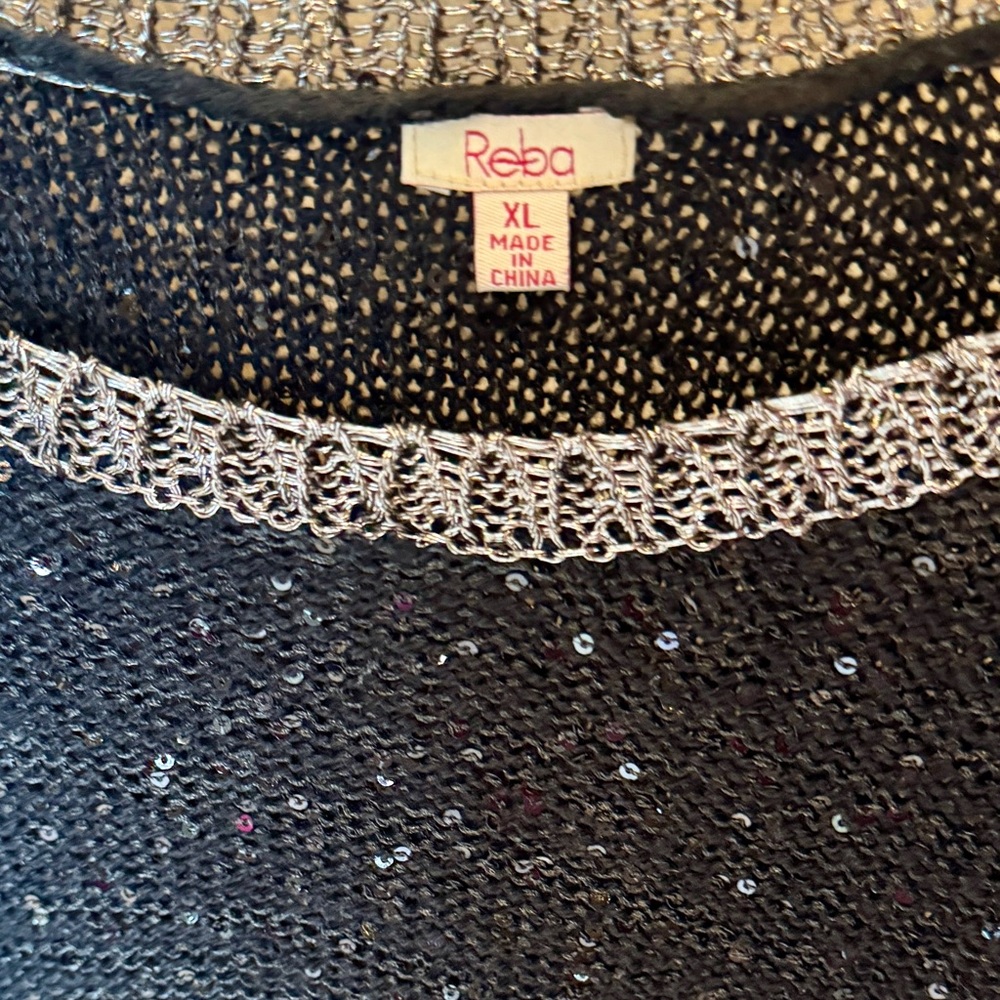 Reba Black and Silver Sequin Top